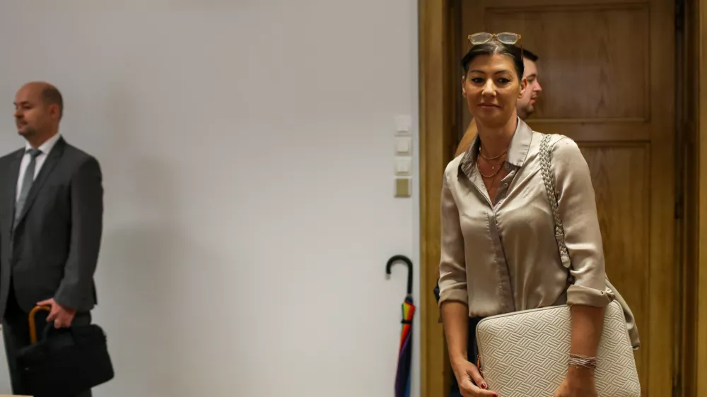 - Dominika &Scaron;varc Pipan,- Simon Starček,- 12.10.2026. - Predobravnavni narok zoper biv&scaron;o ministrico Dominiko &Scaron;varc Pipan v tožbi s strani Simona Starčka, biv&scaron;ega vodjo investicij na ministrstvu za pravosodje.//FOTO: Bojan Velikonja