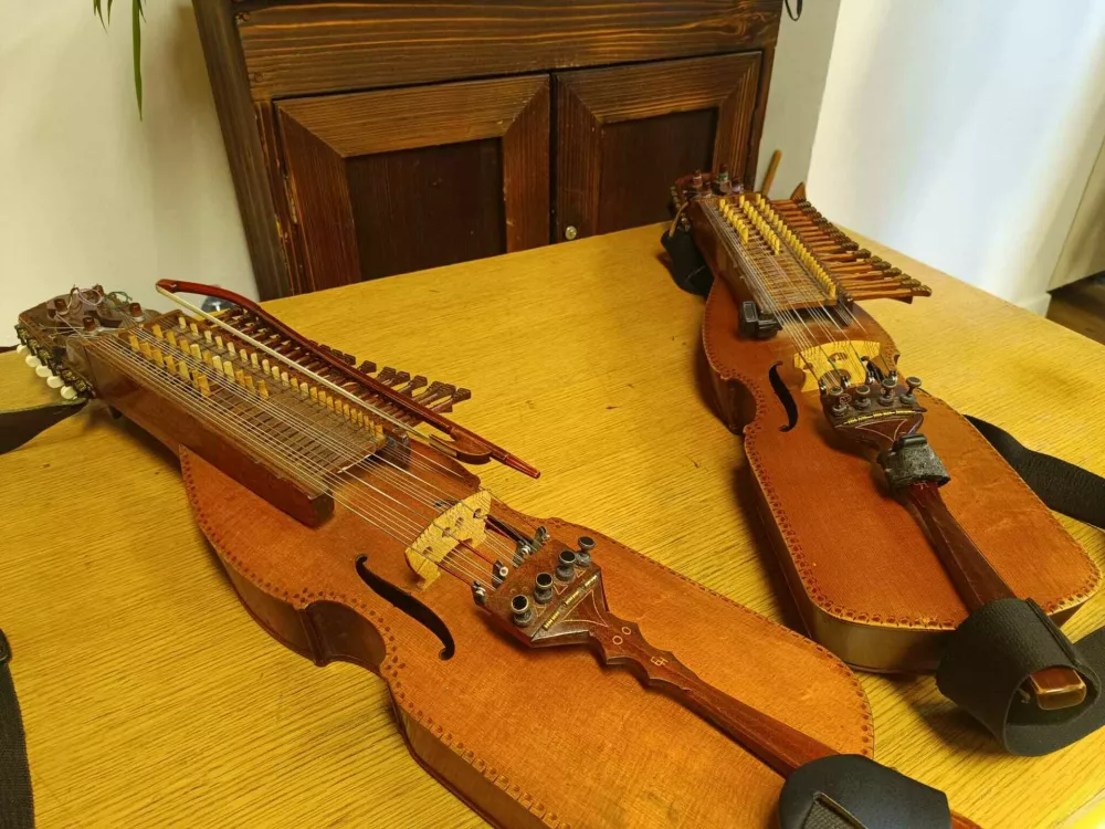 Nyckelharpa je tradicionalno &scaron;vedsko godalo z lokom in lesenimi tipkami, s katerimi izvajalec spreminja vi&scaron;ino tona, njen značilen zvok pa dopolnjujejo resonančne strune (Foto: Dnevnik Mediji)