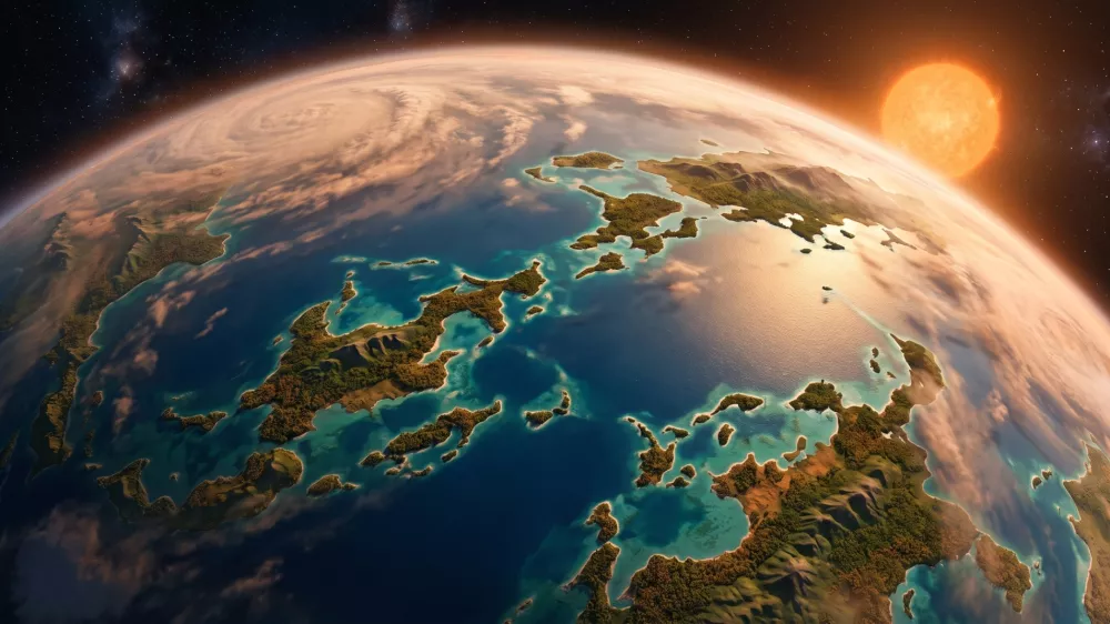 Planet, kakr&scaron;nega je na podlagi opisa znanstvenikov izrisala umetna inteligenca. / Foto: Google Gemini