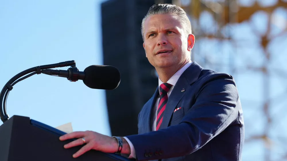 US Defense Secretary Pete Hegseth speaks during an event at Sparrows Point Shipyard, in Baltimore County, Maryland, US, October 6, 2026. REUTERS/Eric Lee