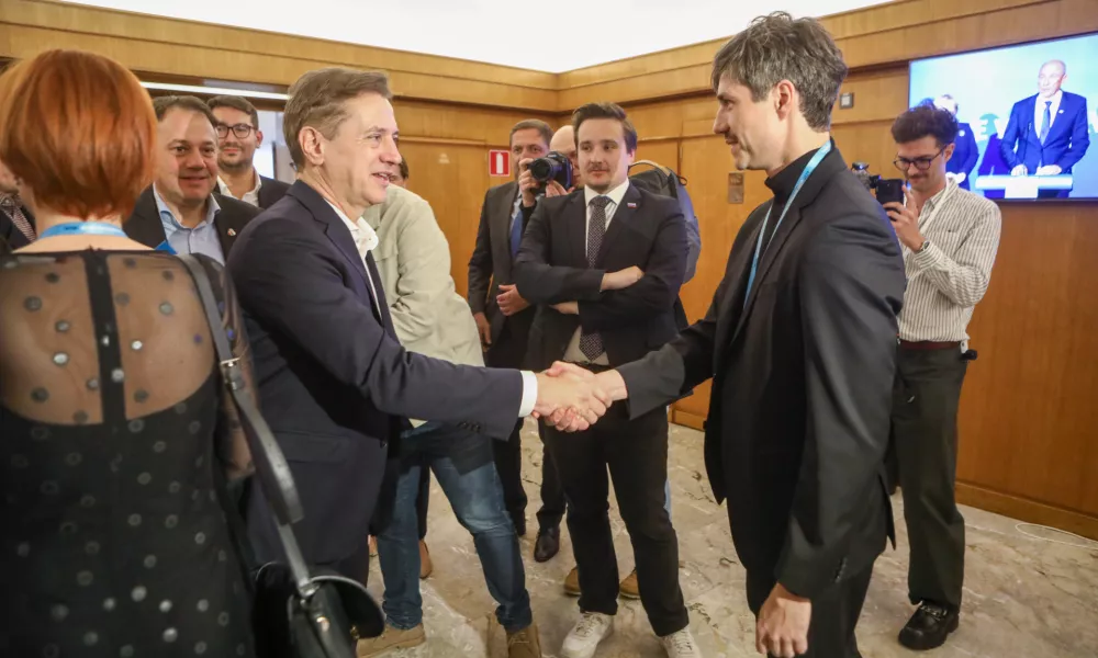 Svoboda, Robert Golob in Luka Mesec Levica22.3.2026 - volitve v državni zbor 2026 - parlamentarne volitve 2026 - Foto: Luka Cjuha