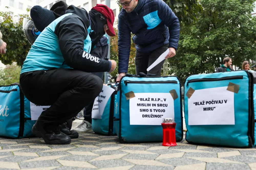 16.10.2026. Protest dostavljalcev Wolt.