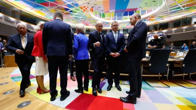European Union leaders gather for a round table meeting at the EU summit in Brussels, Friday, Oct. 16, 2026. (AP Photo/Geert Vanden Wijngaert)
