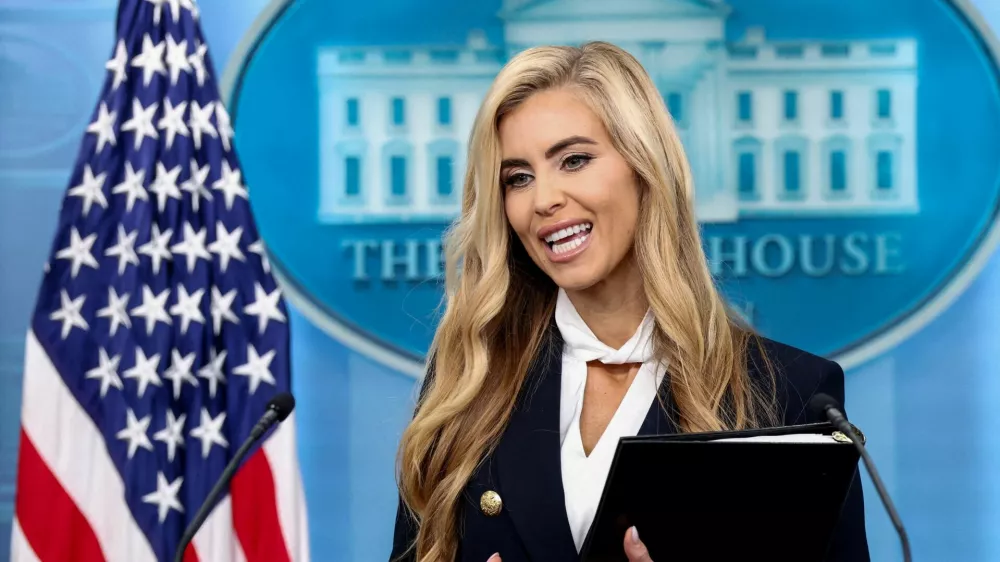 FILE PHOTO: New White House Press Secretary Katie Zacharia holds her first press briefing at the White House in Washington, DC, US, October 13, 2026. REUTERS/Kevin Lamarque/File Photo
