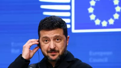 FILE PHOTO: Ukrainian President Volodymyr Zelenskiy looks on during a press conference at a European Union leaders' summit in Brussels, Belgium, October 16, 2026. REUTERS/Yves Herman/File Photo