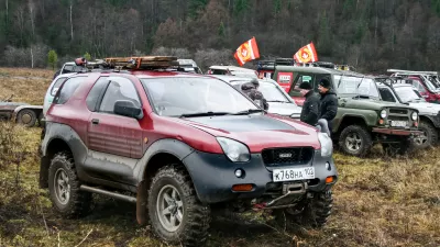 Minyar, Russia - October 31, 2009: Off-road car Isuzu VehiCross at the countryside.