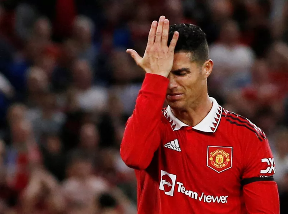 FILE PHOTO: Soccer Football - Europa League - Group E - Manchester United v Real Sociedad - Old Trafford, Manchester, Britain - September 8, 2022 Manchester United's Cristiano Ronaldo reacts REUTERS/Craig Brough/File Photo