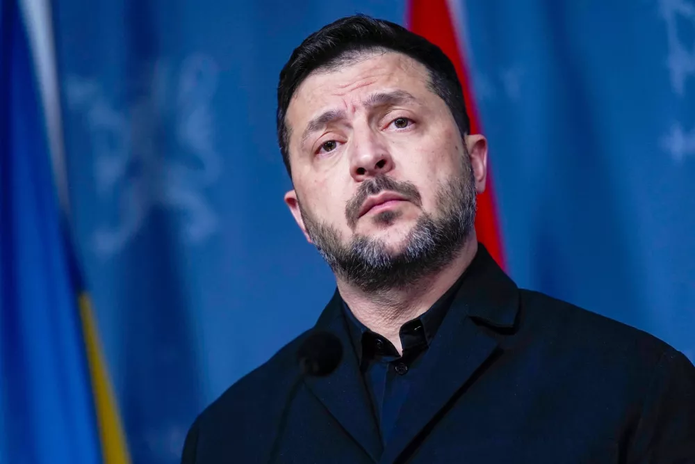 Ukrainian President Volodymyr Zelensky speaks during a press conference on Tuesday, Oct. 20, 2026 in Oslo, Norway. (Lise &Aring;serud/NTB Scanpix via AP)