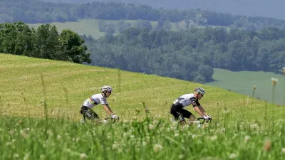 June 13, 2025, France, France: Tadej POGACAR and Pavel SIVAKOV, UAE Team Emirates - XRG, during the Criterium du Dauphine - Valserhone > Combloux - 06/13/2025 - Stage 6 - 126,7 km - during Criterium du Dauphine 2025 - Stage 6, Street Cycling race in France, France, June 13 2025,Image: 1010510726, License: Rights-managed, Restrictions: * Italy Rights Out *, Model Release: no 