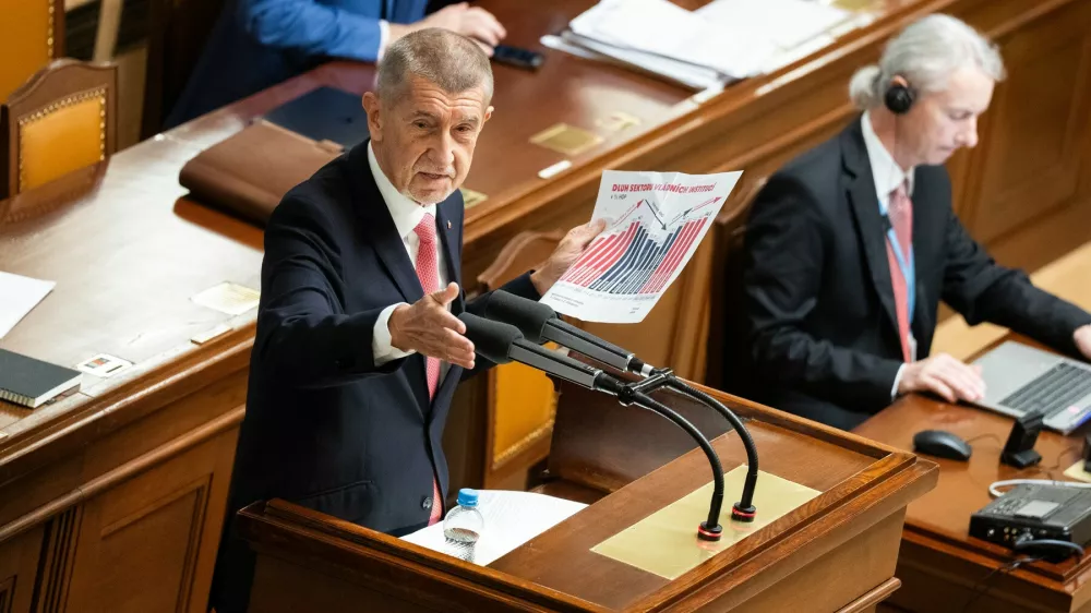 Praha 21.10.2026 Vl&aacute;dn&iacute; n&aacute;vrh z&aacute;kona o st&aacute;tn&iacute;m rozpočtu Česk&eacute; republiky na rok 2027 Andrej Babi&scaron; (ANO),Image: 1145312769, License: Rights-managed, Restrictions: Image must be credited: 'Ladislav Křivan / MAFRA / Profimedia', Model Release: no, Pictured: Andrej Babi&scaron; 