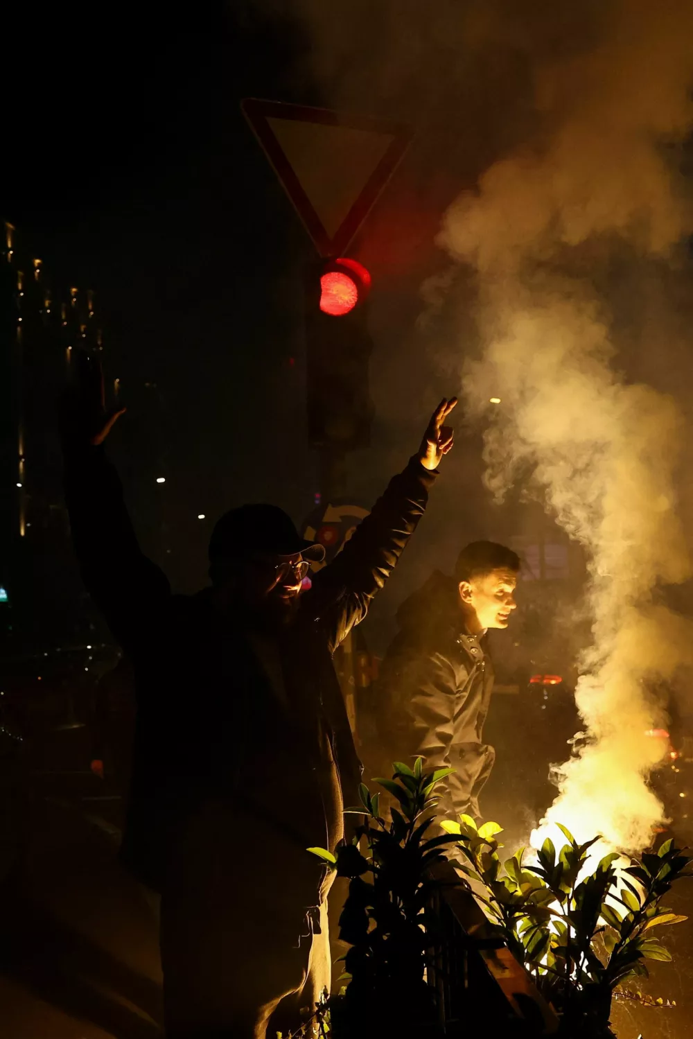 Supporters of the electoral list "Student List - Students Win" celebrate following the first results of the parliamentary election in Belgrade, Serbia, October 25, 2026. REUTERS/Zorana Jevtic