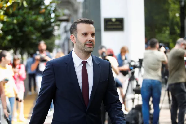 Milojko Spajic, leader of Europe Now Movement walks outside a polling station during snap parliamentary elections in Podgorica, Montenegro, June 11, 2023. REUTERS/Stevo Vasiljevic
