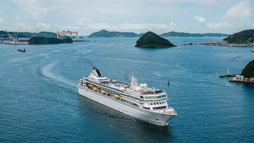 This photo attained as part of the press kit by the Odyssey shows the U.S. cruise ship in Japan. (Odyssey via AP)