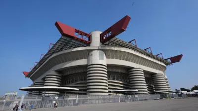 FILE - A view of San Siro Stadium is pictured in Milan, Italy, Oct. 16, 2025. (AP Photo/Antonio Calanni, File)